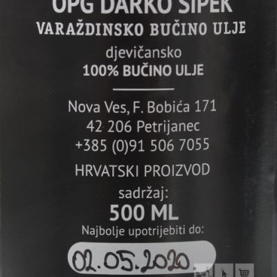 Varaždinsko bučino ulje 500 ml